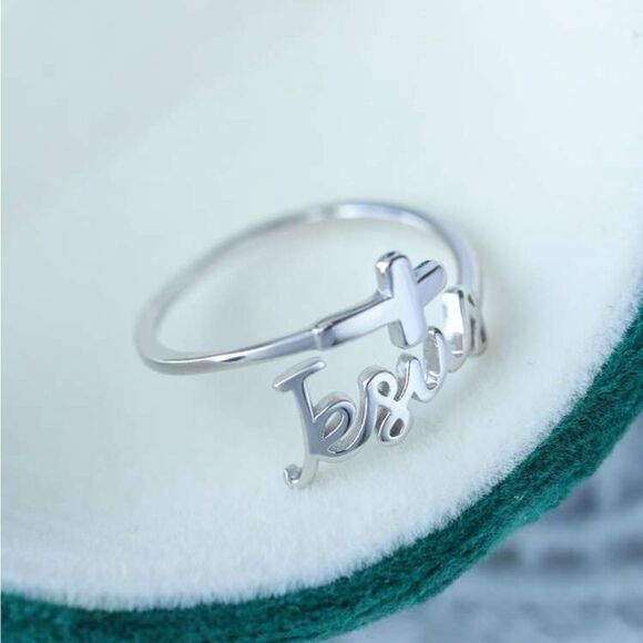 Jesus cross Design Cuff Ring - Picture 3 of 11